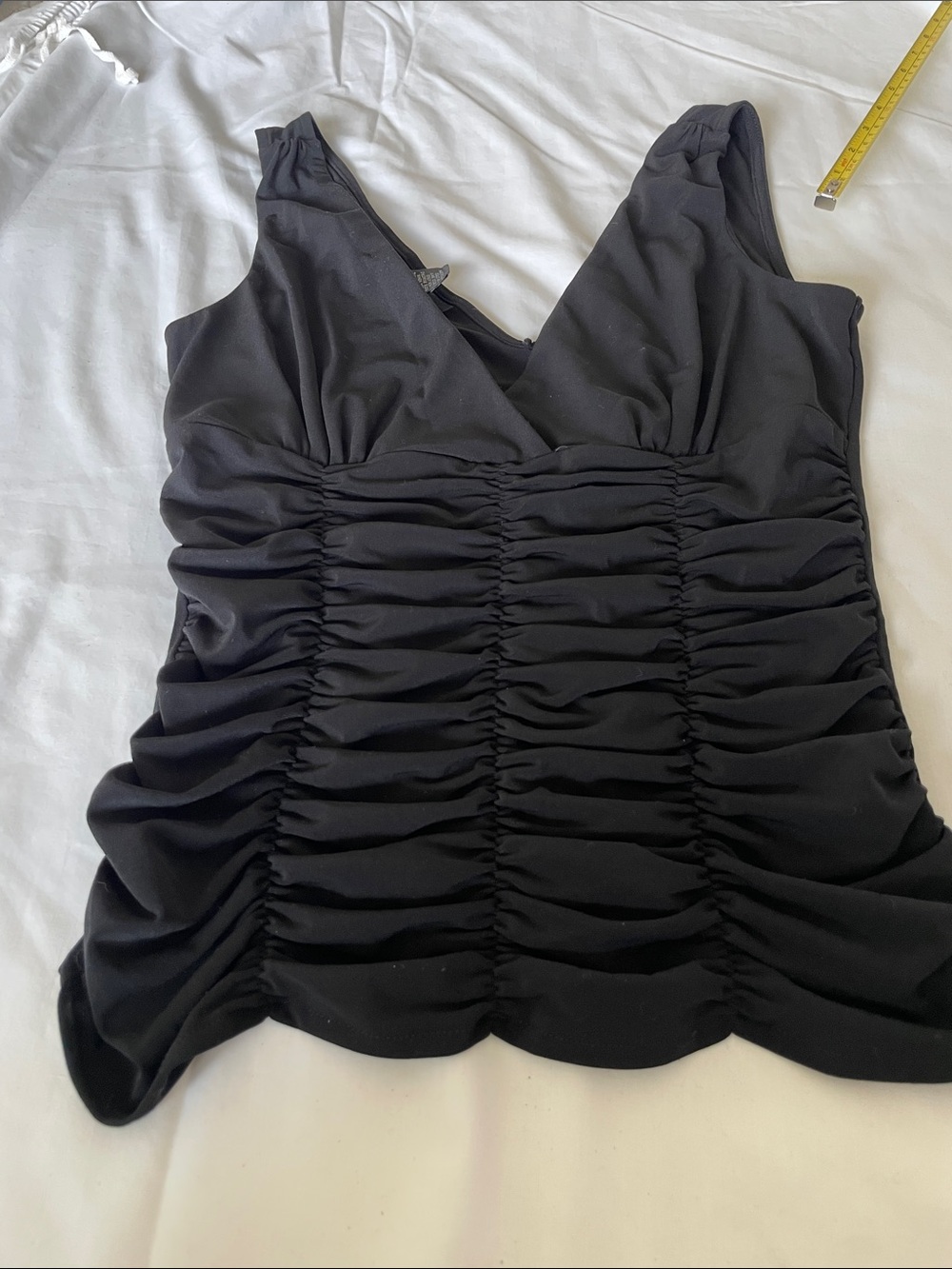 Express y2k Black Ruched V-Neck Women's Tank Top Size Small